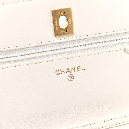 Chanel Lambskin Quilted CC Pearl Crush Wallet on Chain WOC White 6 of 12