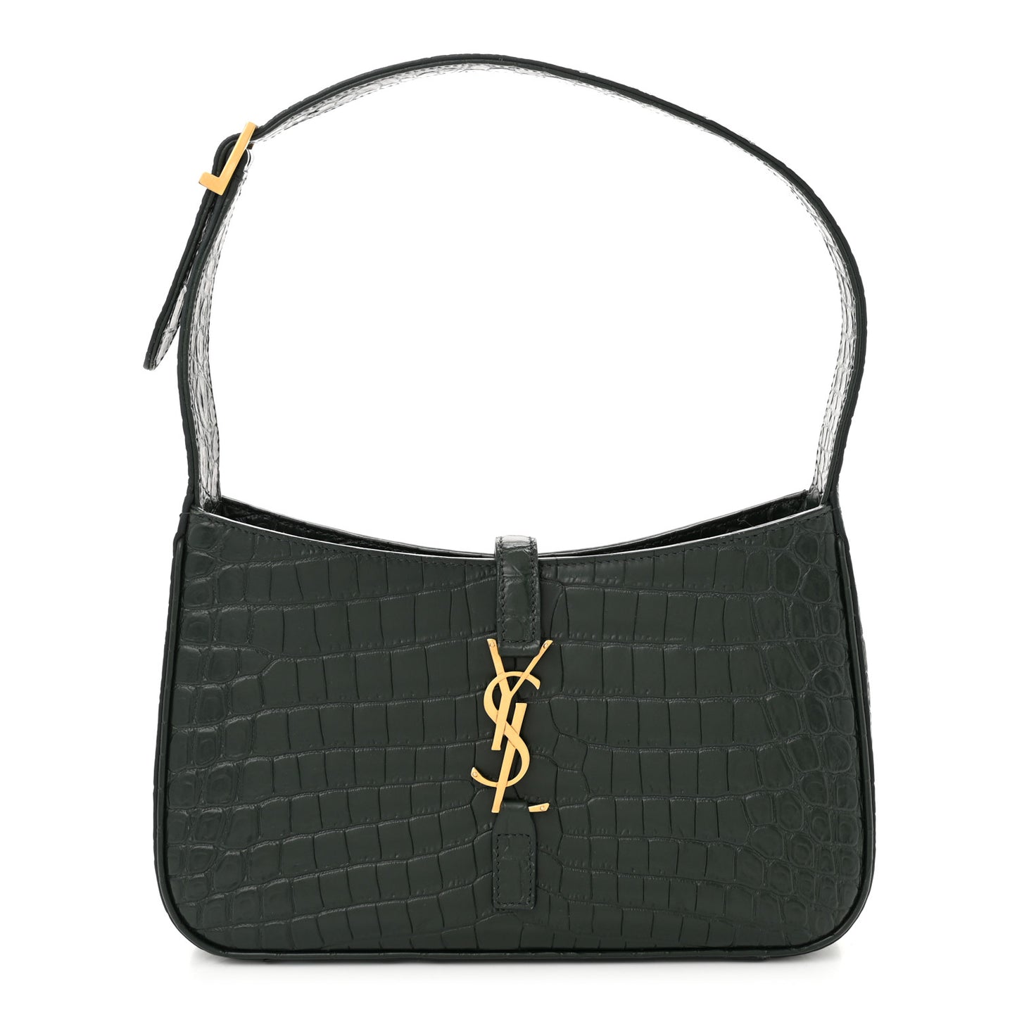 Calfskin Crocodile Embossed LE 5 A 7 Hobo Vert Fonce
