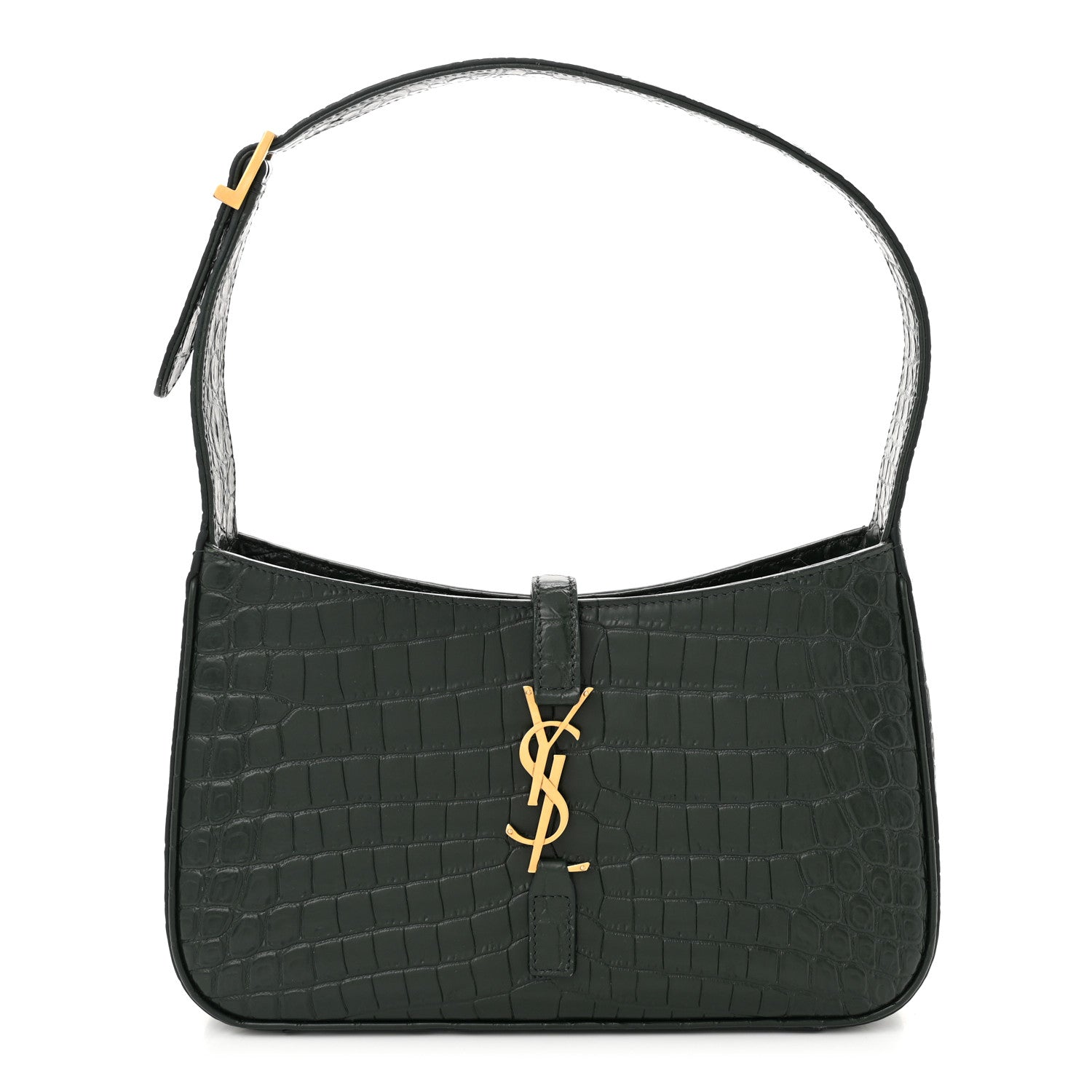 Saint Laurent Calfskin Crocodile Embossed LE 5 A 7 Hobo Vert Fonce 1 of 10