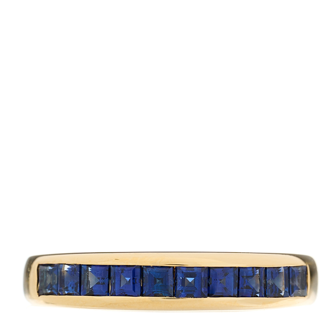 18K Yellow Gold Blue Sapphire 4mm Band Ring 54 6.75