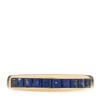 Tiffany 18K Yellow Gold Blue Sapphire 4mm Band Ring 54 6.75 1 of 4