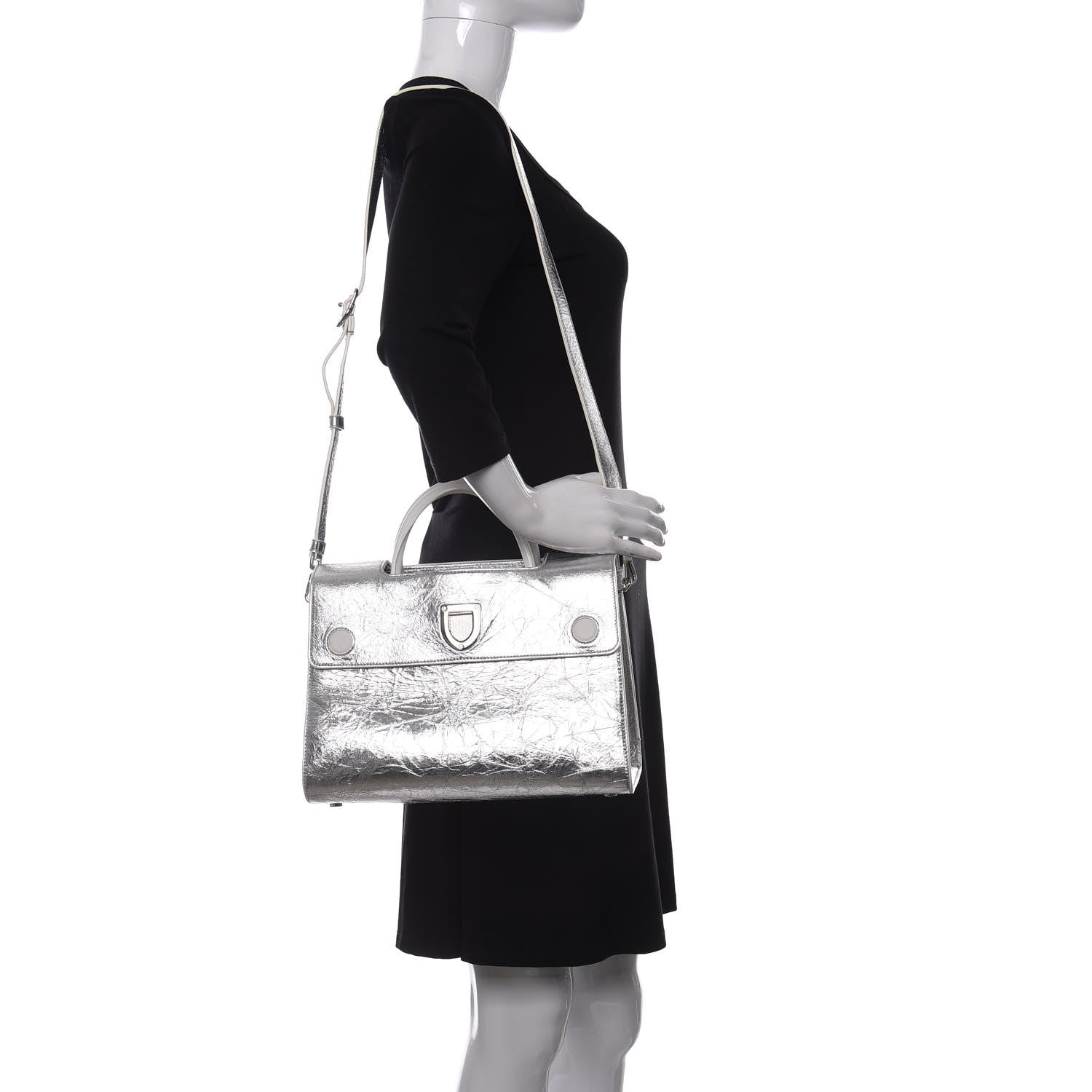 Christian Dior Metallic Calfskin Medium Diorever Flap Silver 2 of 10
