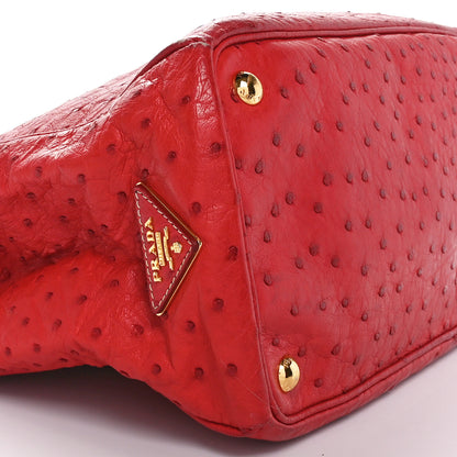Prada Ostrich Large Galleria Double Zip Tote Fuoco 8 of 9