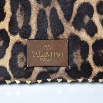 Valentino Garavani Calf Hair Leopard Print Large Rockstud Frame Handle Bag 10 of 13