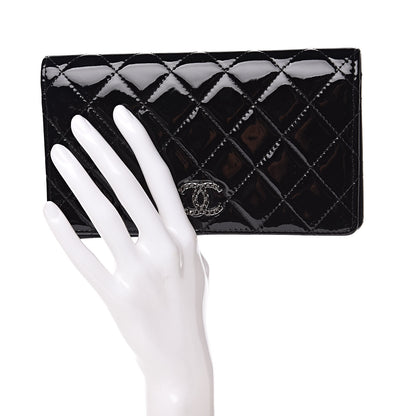Chanel Patent Quilted Brilliant Yen Wallet Black 2 of 9