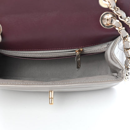 Chanel Shiny Lambskin Quilted Small Chevron Miroir Grey 5 of 13