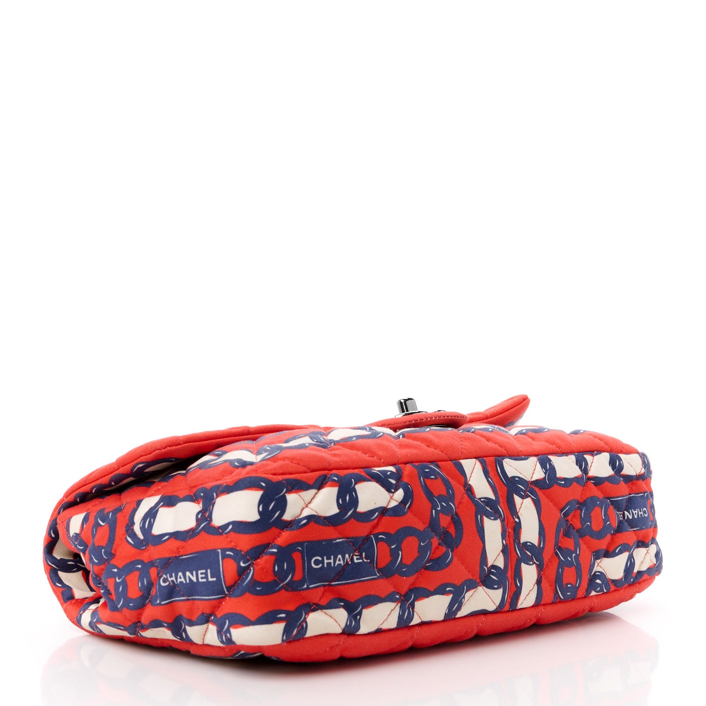 Silk Chain Printed Medium Single Flap Red