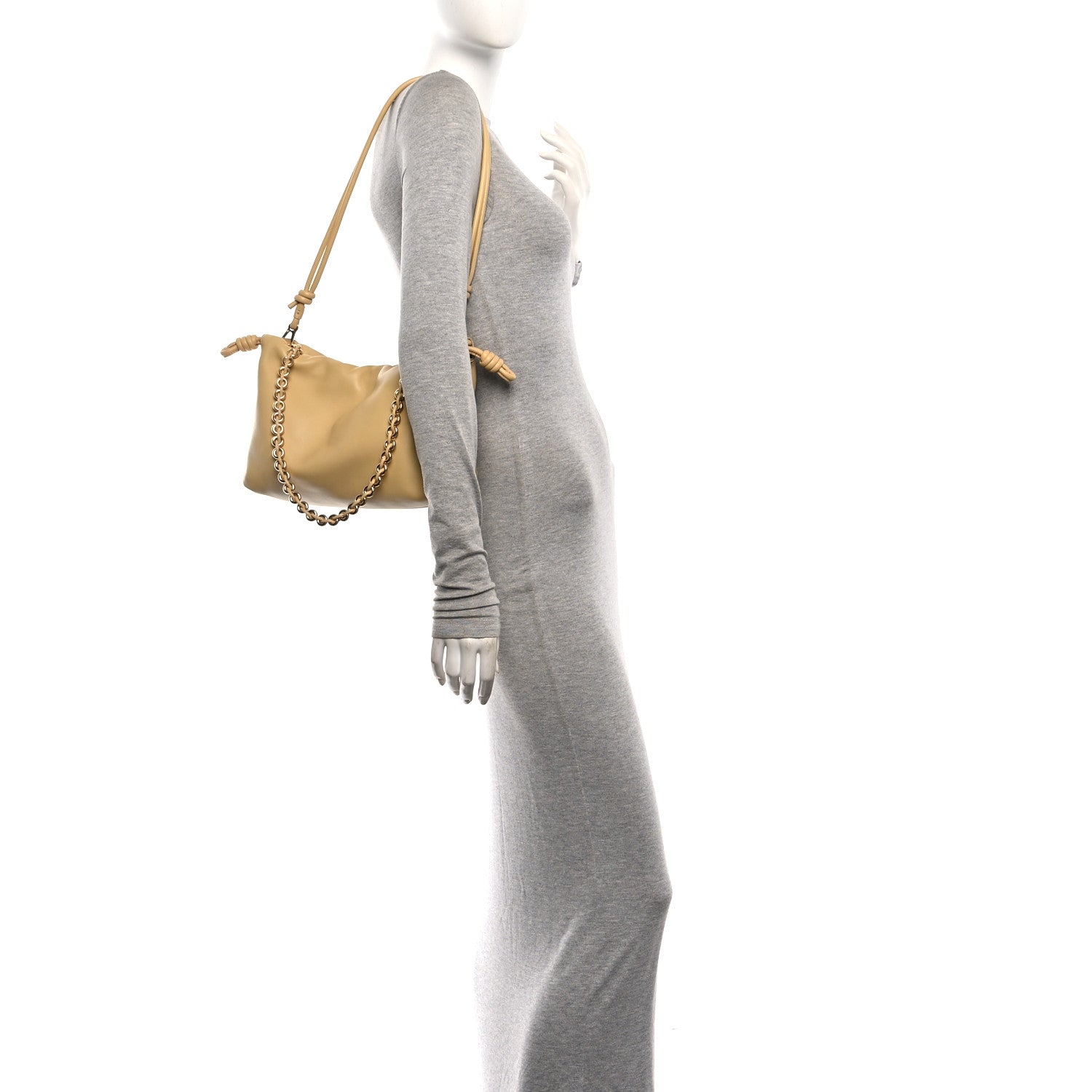 Loewe Mellow Nappa Medium Donut Chain Flamenco Knot Clutch Sahara 2 of 10
