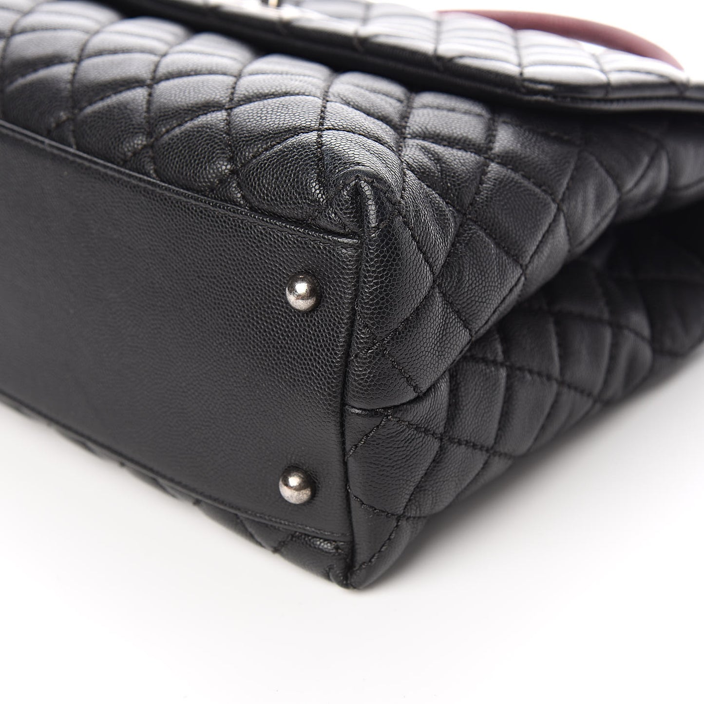 Caviar Lizard Quilted Medium Coco Handle Flap Black