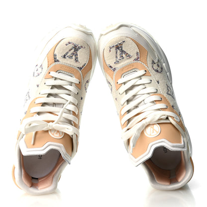 Louis Vuitton Monogram Tweed Calfskin Run 55 Sneakers 37 White 2 of 10