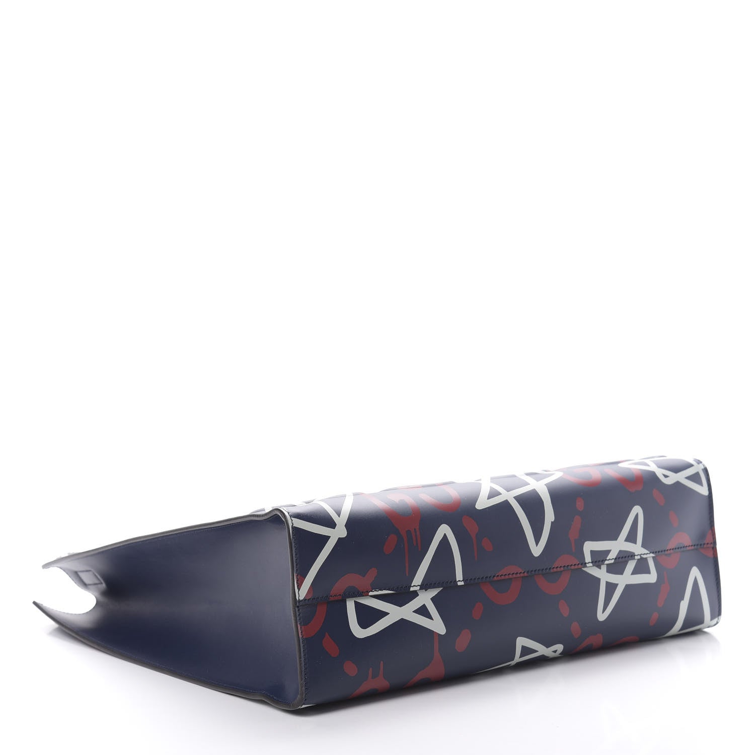 Gucci Calfskin GucciGhost Medium XL Tote Blue Agata Hibiscus Red 4 of 10