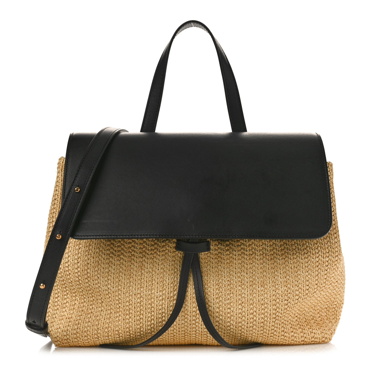 Raffia Calfskin Lady Bag Natural Black