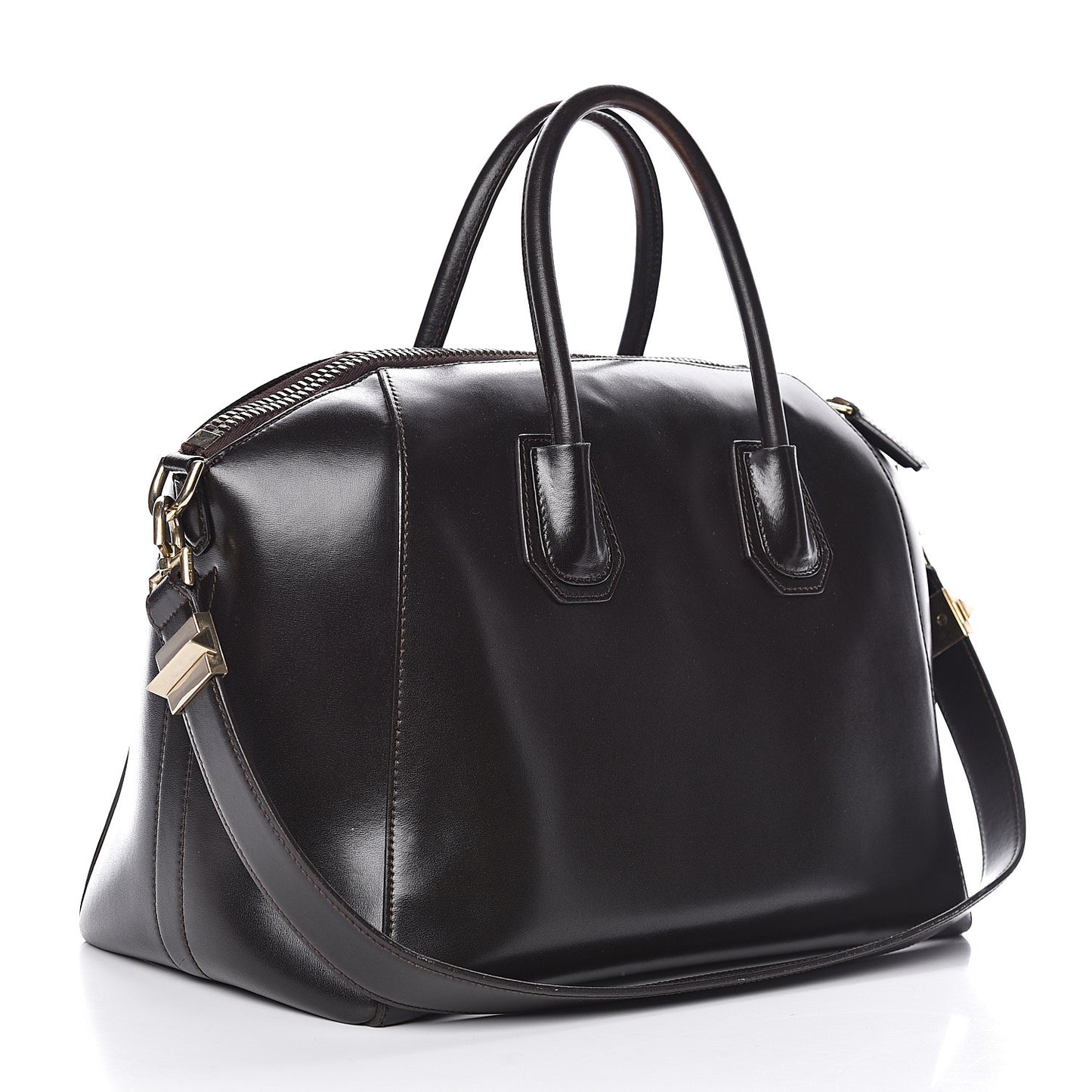 Shiny Lord Calfskin Medium Antigona Dark Brown