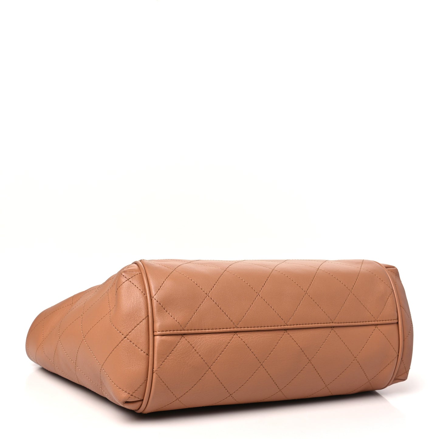 Calfskin Stitched Small Shopping Tote Brown