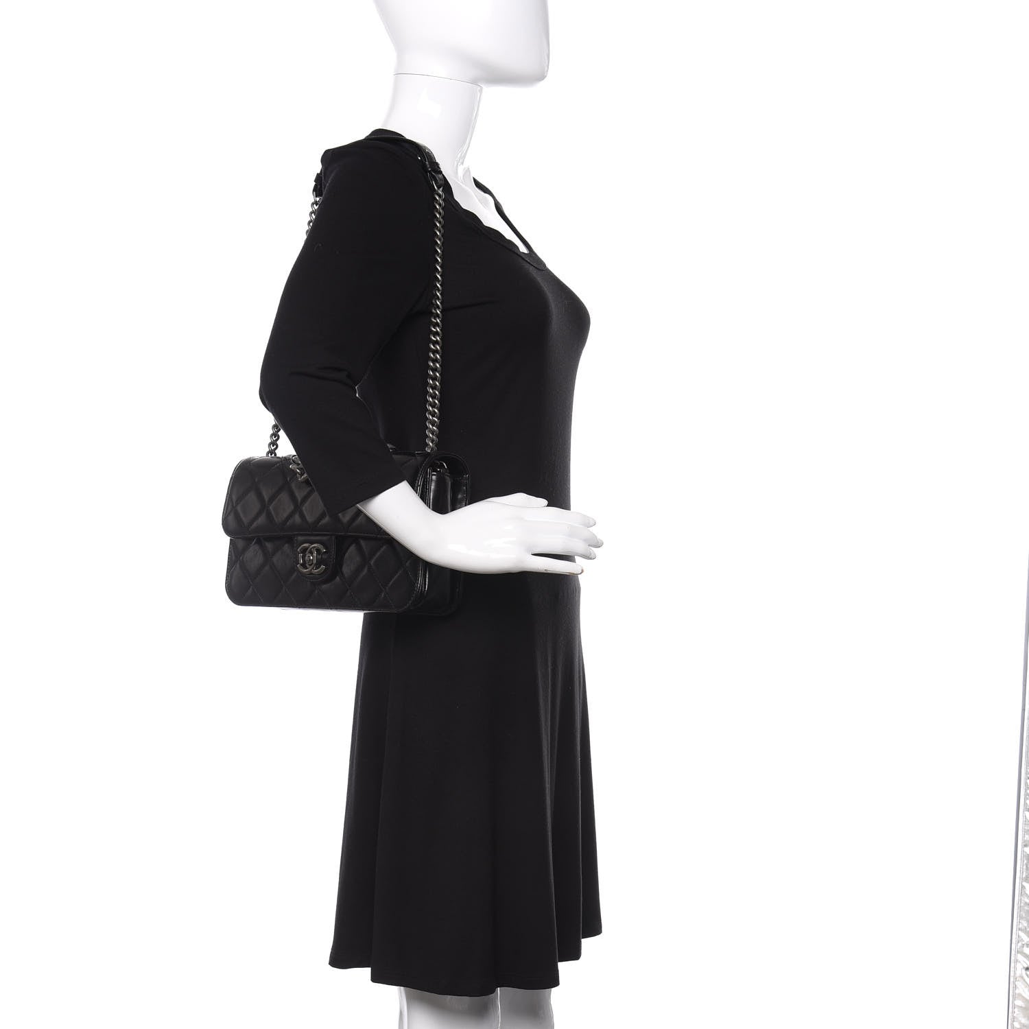 Chanel Glazed Calfskin Quilted Medium Perfect Edge Flap Black 2 of 10