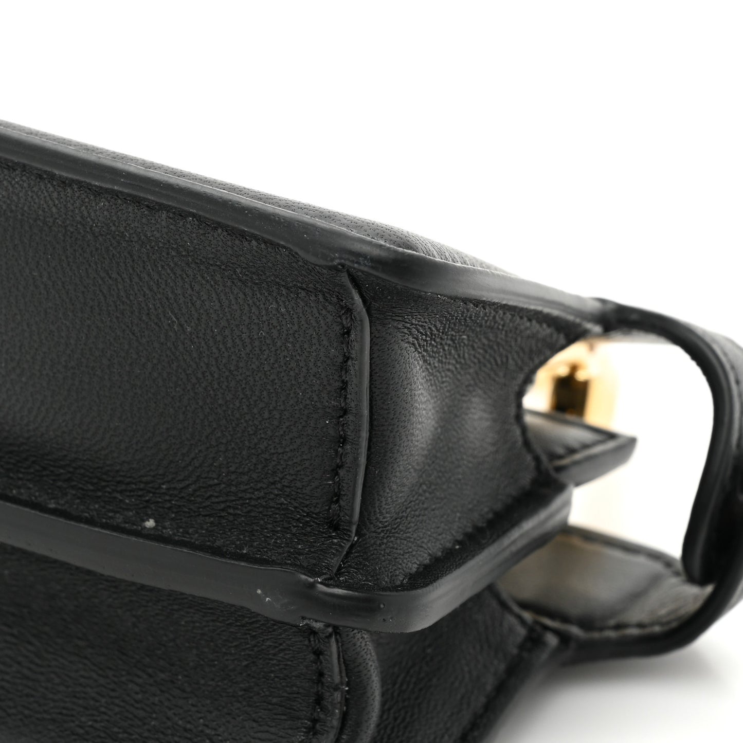 Shiny Nappa Nano Peekaboo Maxi Handle Satchel Black