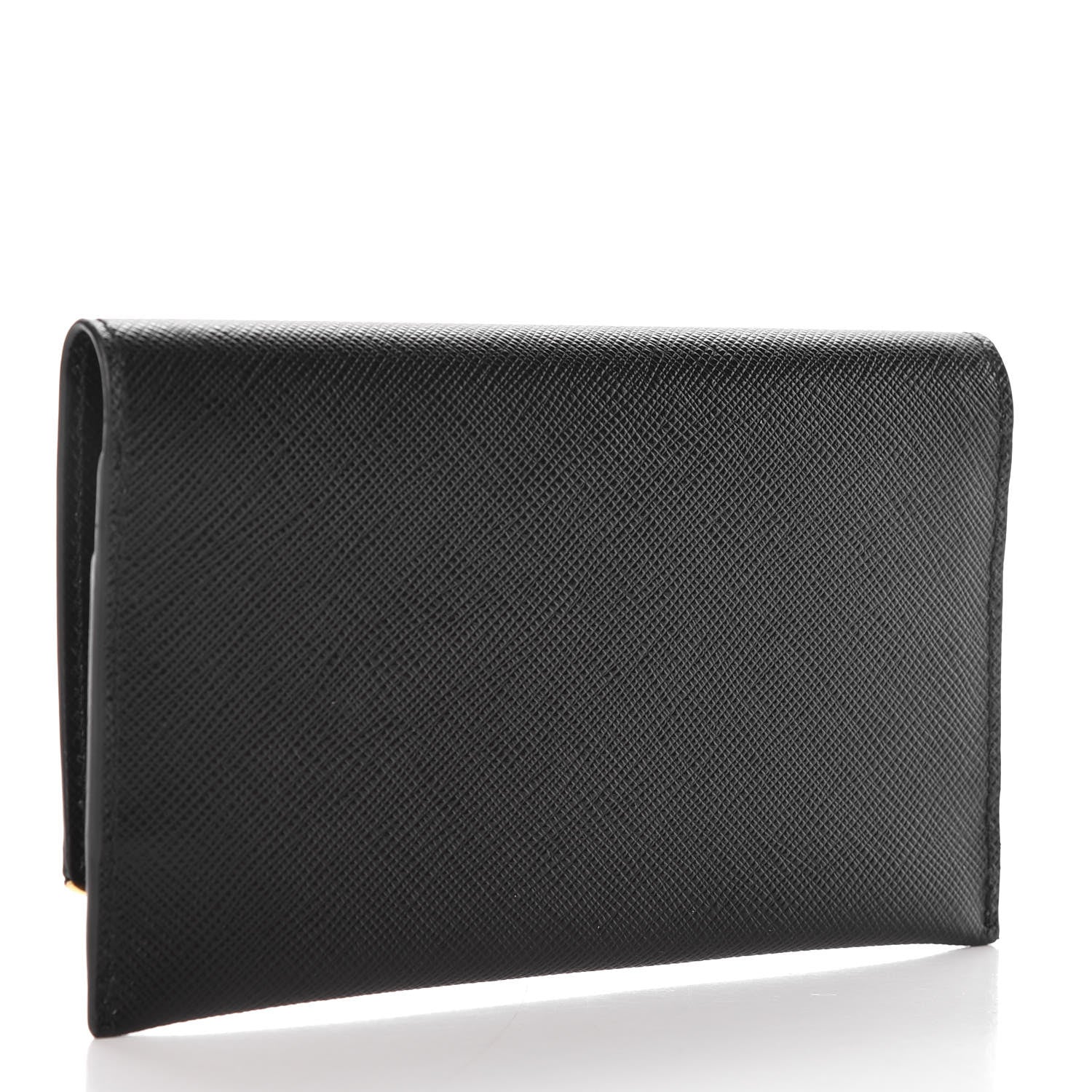 Prada Saffiano Metal Bar Flap Wallet Black 3 of 10