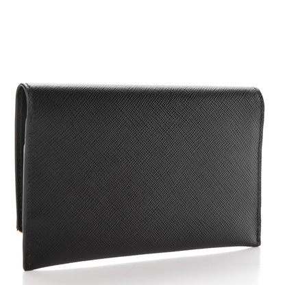 Prada Saffiano Metal Bar Flap Wallet Black 3 of 10