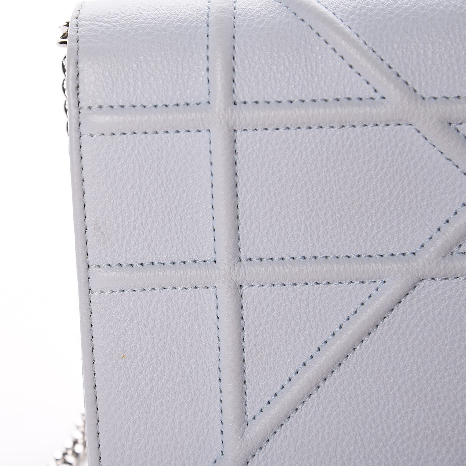 Christian Dior Grained Calfskin Diorama Wallet on Chain Pouch Light Blue 16 of 18