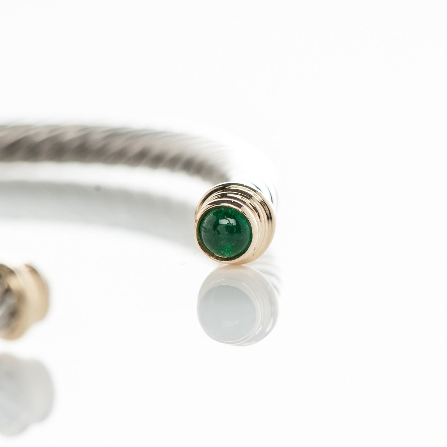 Sterling Silver 18K Yellow Gold Emerald 4mm Cable Classics Bracelet