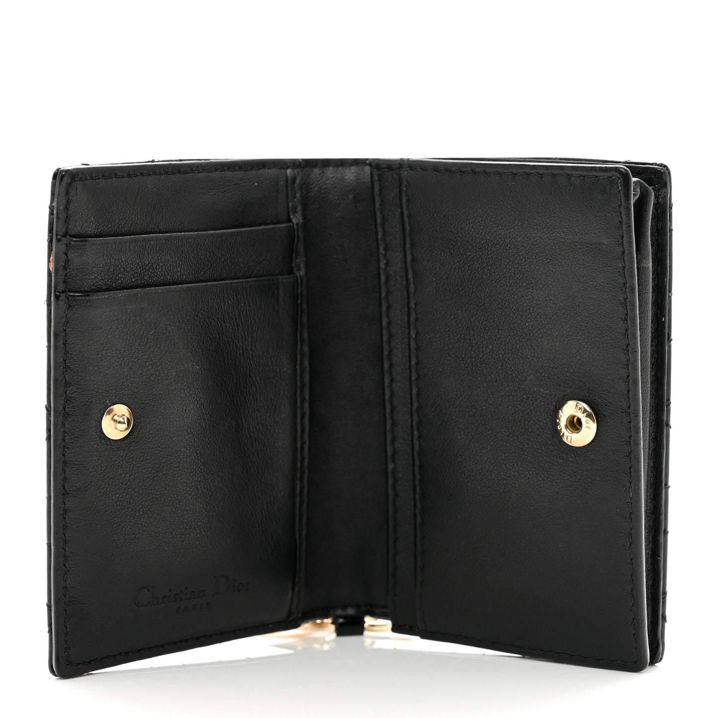 Patent Cannage Small Lady Dior Flap Card Holder Black