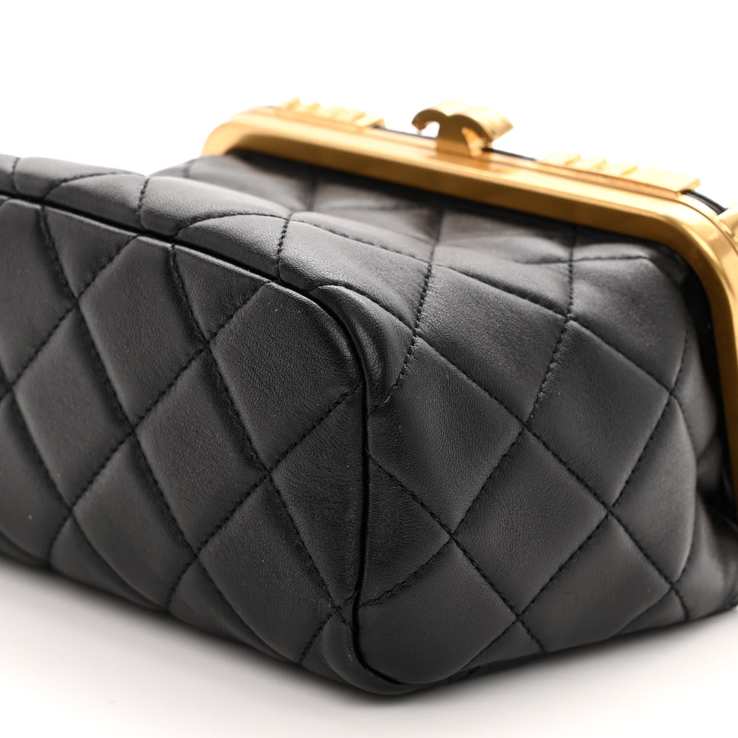 Chanel Lambskin Enamel Strass Quilted Mini Paris Monaco Kiss Lock Vanity Black 10 of 11