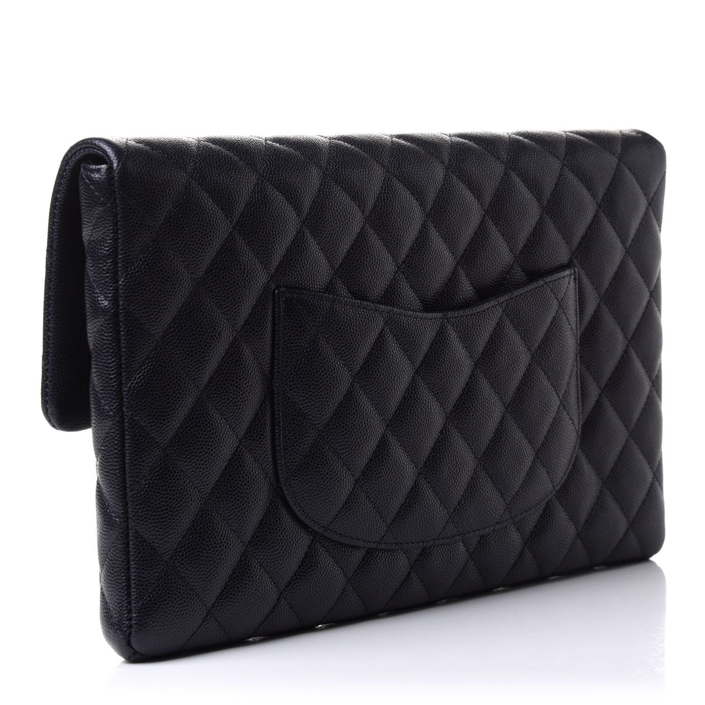 Caviar Quilted Flap Clutch Navy