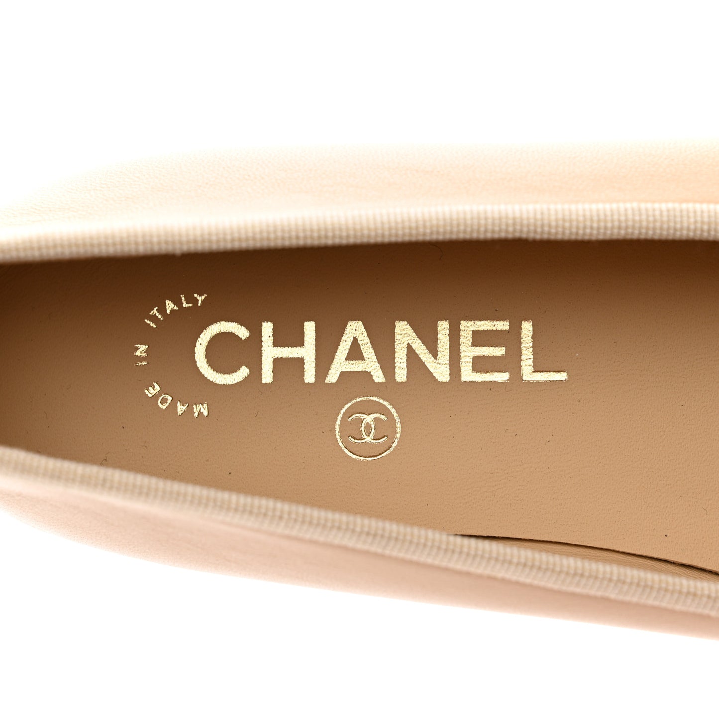 Lambskin Cap Toe CC Ballerina Flats 36.5 Beige Black
