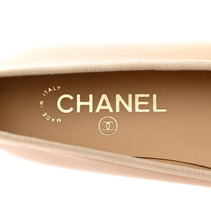 Chanel Lambskin Cap Toe CC Ballerina Flats 36.5 Beige Black 7 of 9