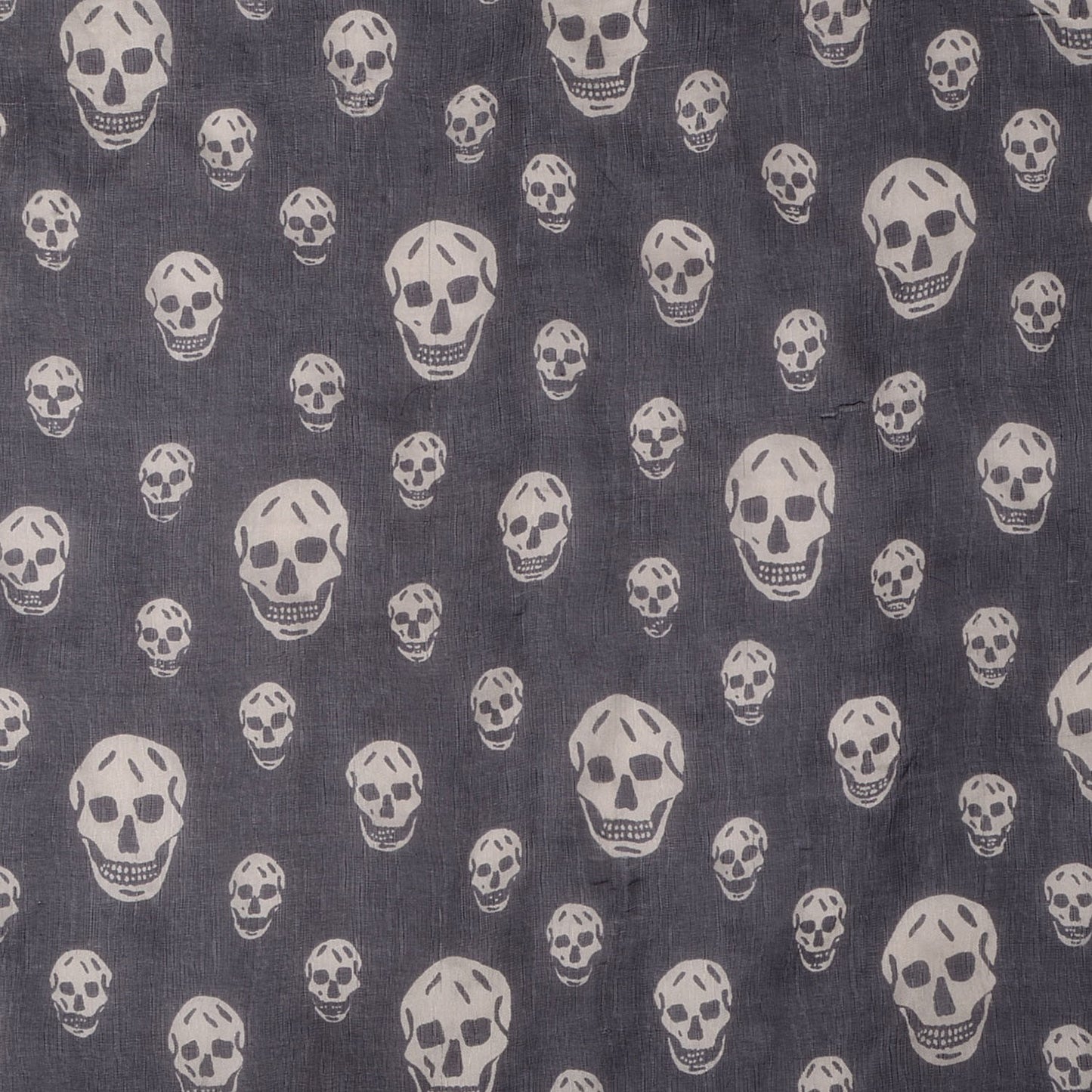 Silk Chiffon Skull Scarf Black Ivory