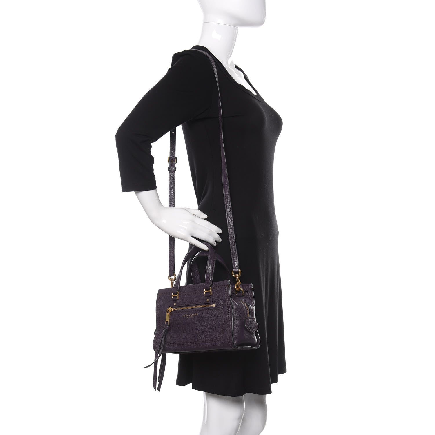 Marc Jacobs Textured Calfskin Mini Cruiser Convertible Satchel Grape 2 of 9