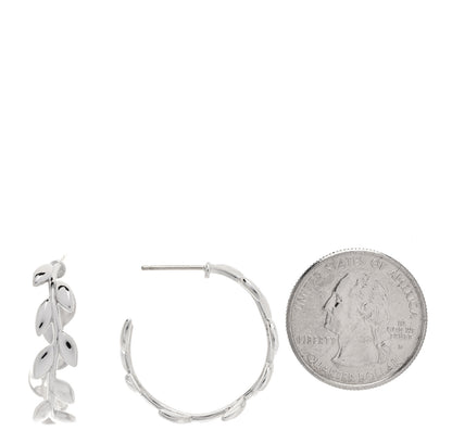 Tiffany Sterling Silver Paloma Picasso Olive Leaf Hoop Earrings 2 of 4