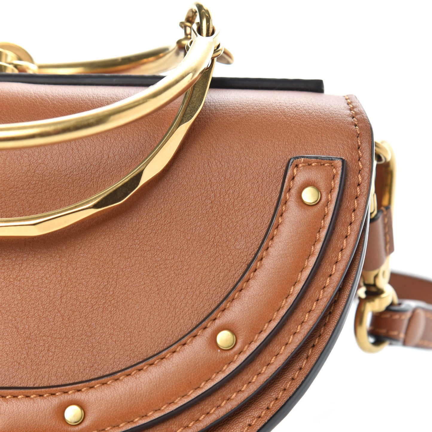 Calfskin Small Nile Bracelet Minaudiere Bag Caramel