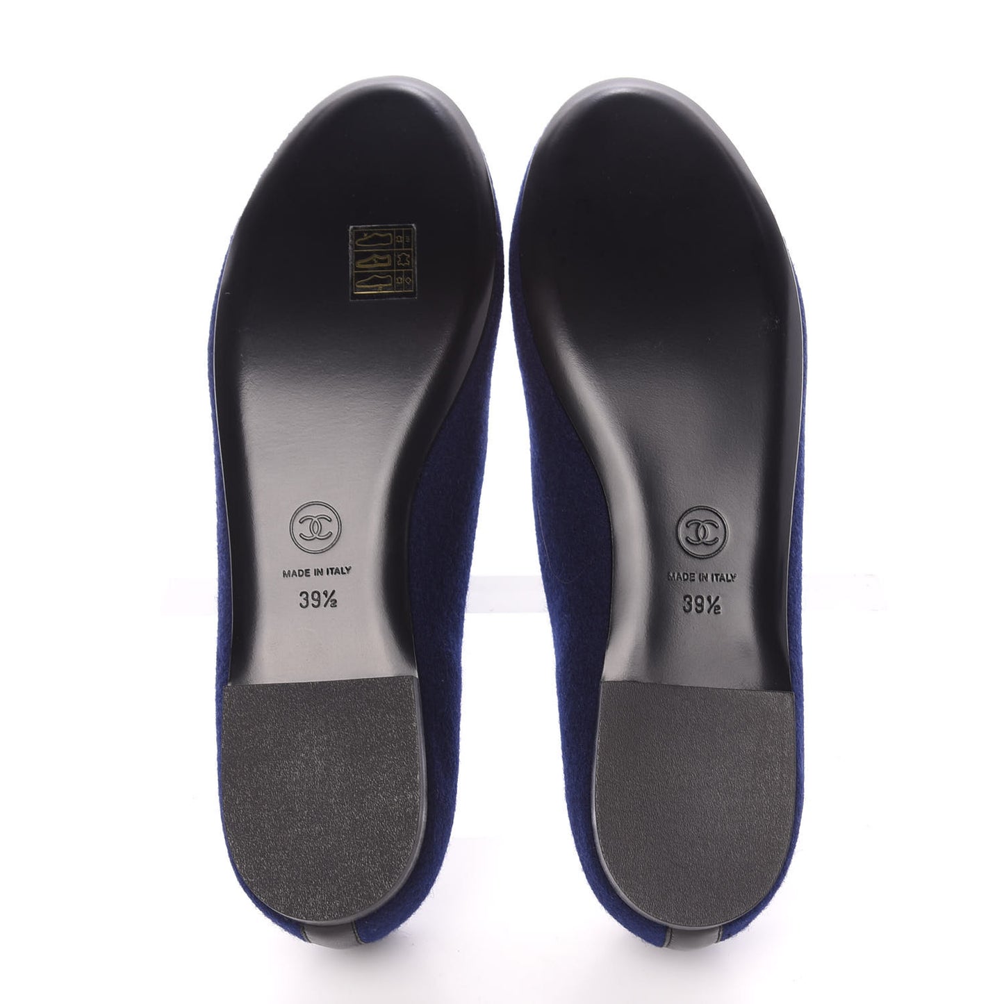 Fabric Lambskin Womens CC Mocassin Loafers 39.5 Navy Black