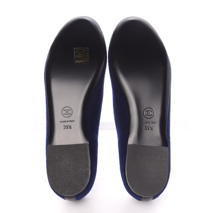 Chanel Fabric Lambskin Womens CC Mocassin Loafers 39.5 Navy Black 8 of 14