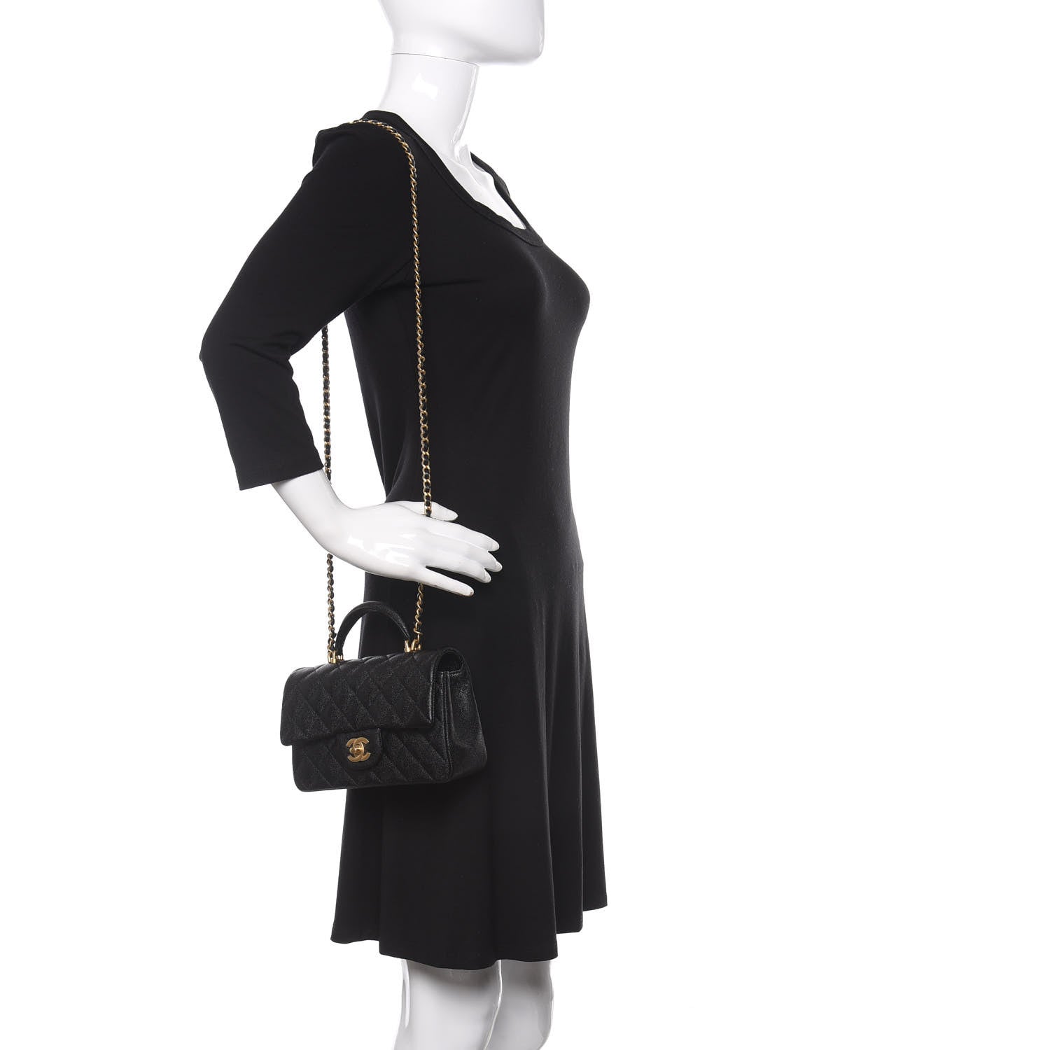 Chanel Caviar Quilted Mini Top Handle Rectangular Flap Black 2 of 9