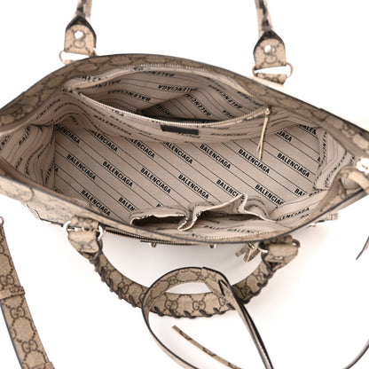 Balenciaga X GUCCI GG Supreme Monogram Neo Classic Silver Hardware City Beige Ebony 5 of 10