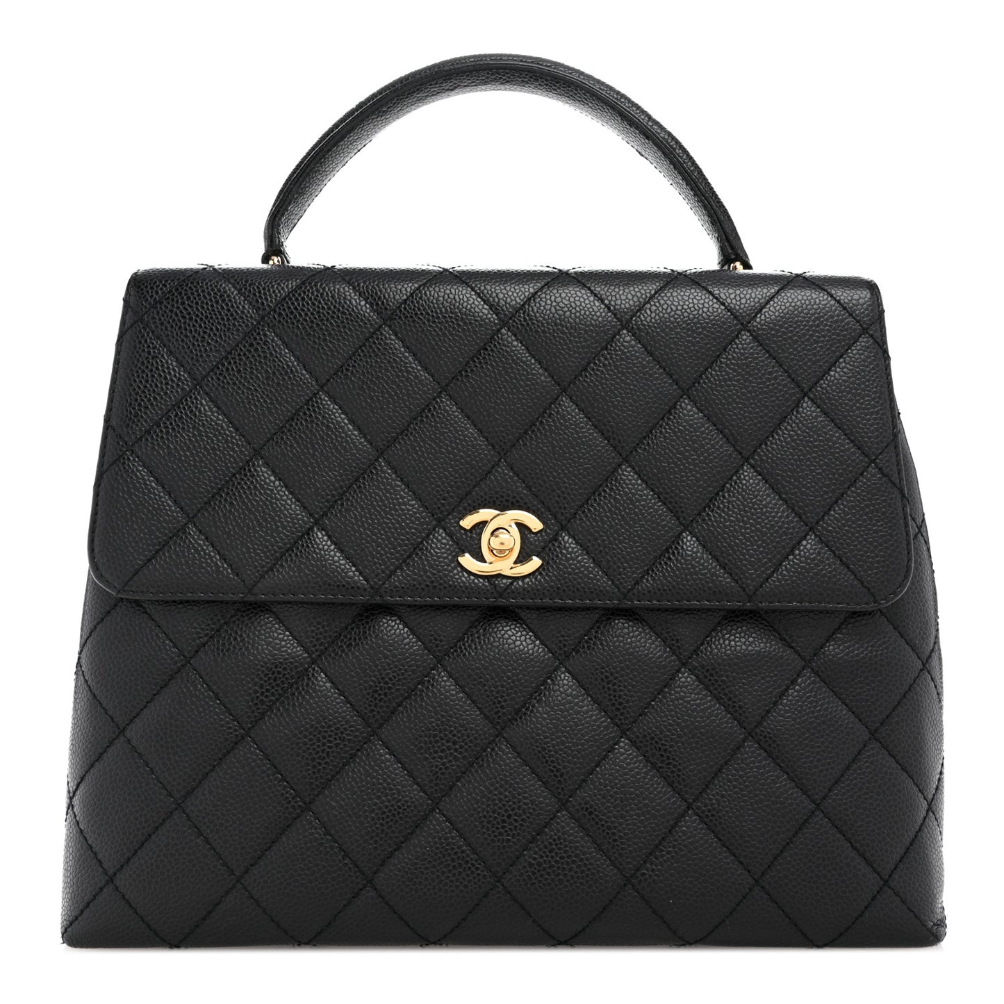 Caviar Quilted Jumbo Kelly Flap Black