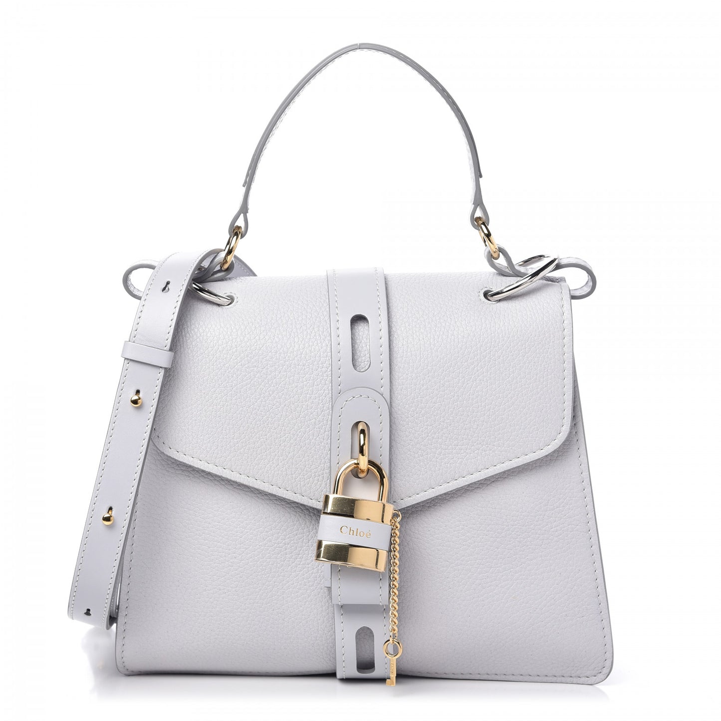 Shiny Grained Calfskin Medium Aby Day Shoulder Bag Airy Grey