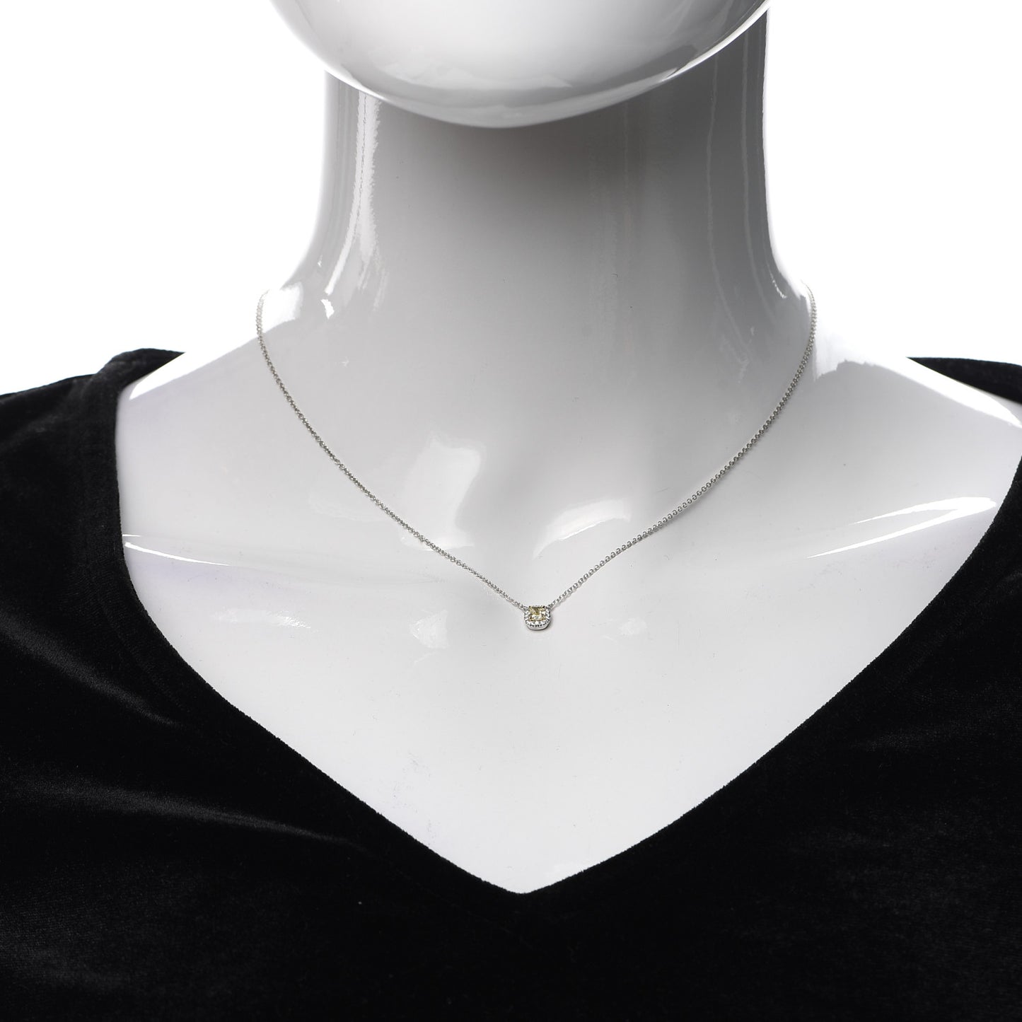 Platinum 18K Yellow Gold Fancy Yellow Diamond .23ct Soleste Pendant Necklace