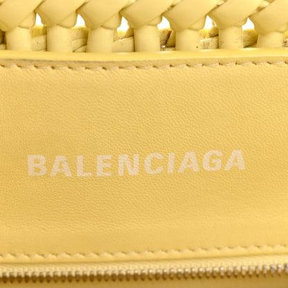 Balenciaga Varnished Faux Calfskin Braided XS Bistro Basket Pale Yellow 6 of 12
