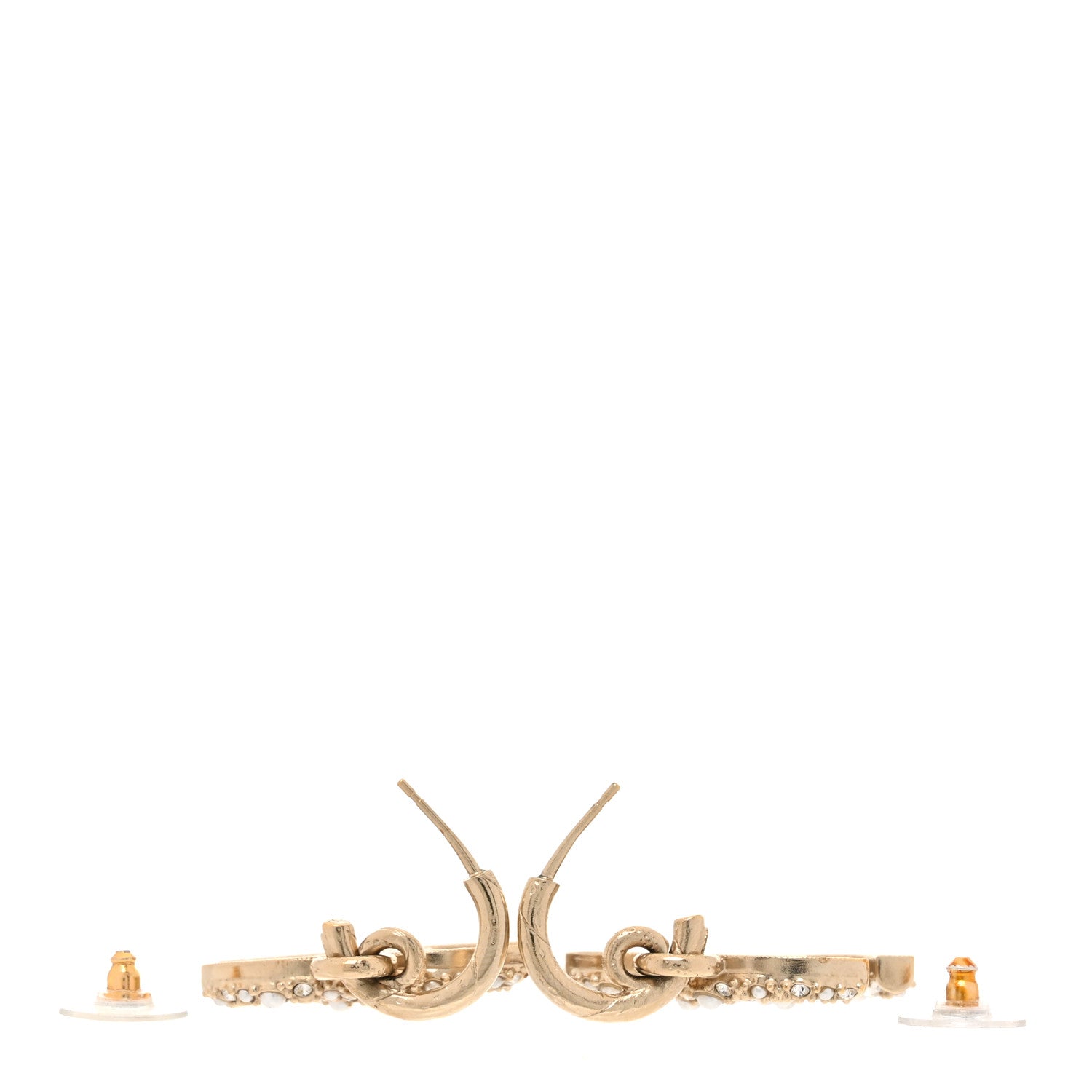 Chanel Crystal Pearls CC Drop Earrings Light Gold 3 of 6