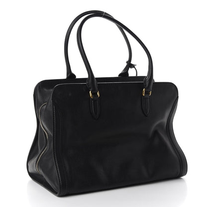 Alexander McQueen Pebbled Calfskin Large Skull Padlock Zip Around Tote Black 3 of 9