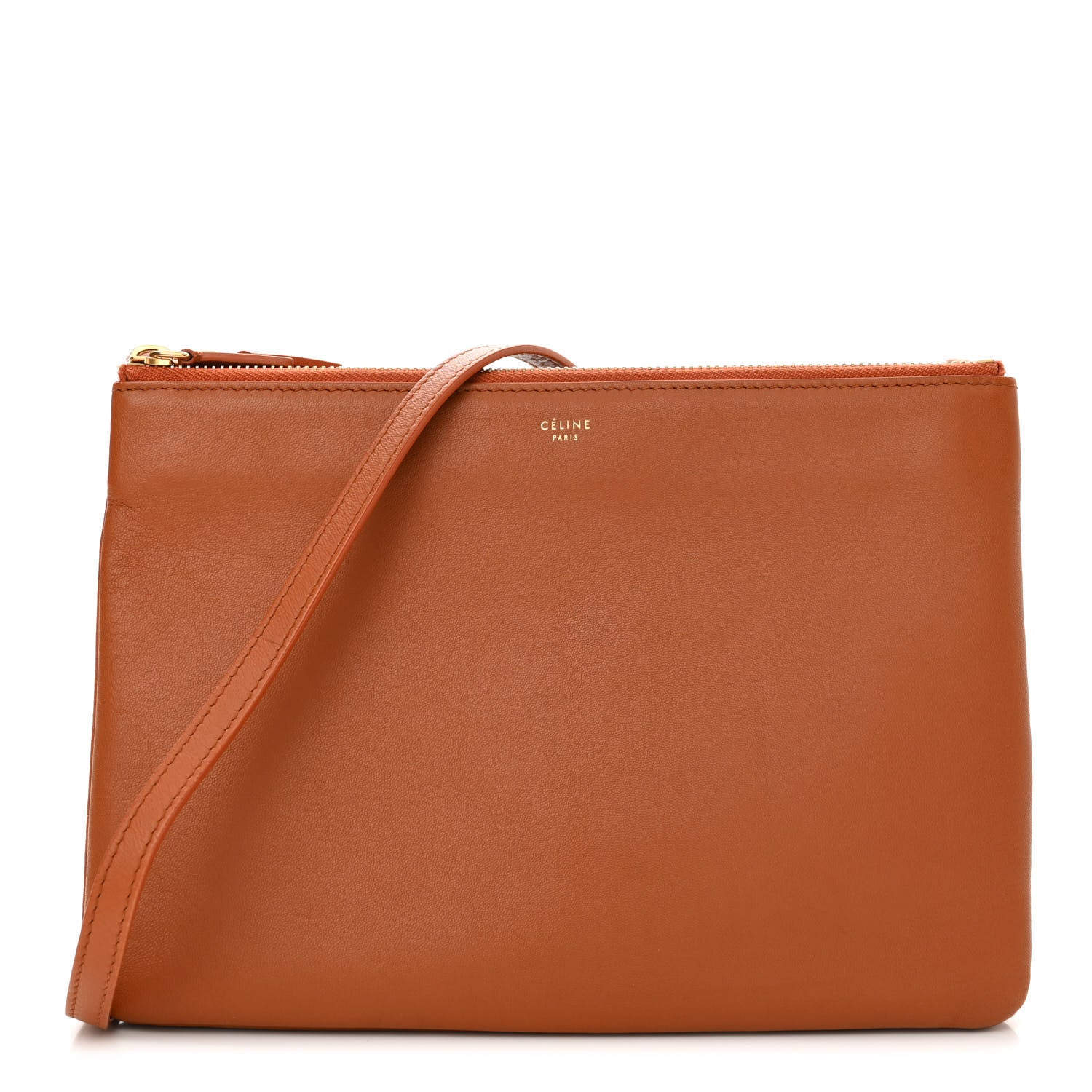 Celine Lambskin Large Trio Crossbody Bag Light Copper 1 of 14