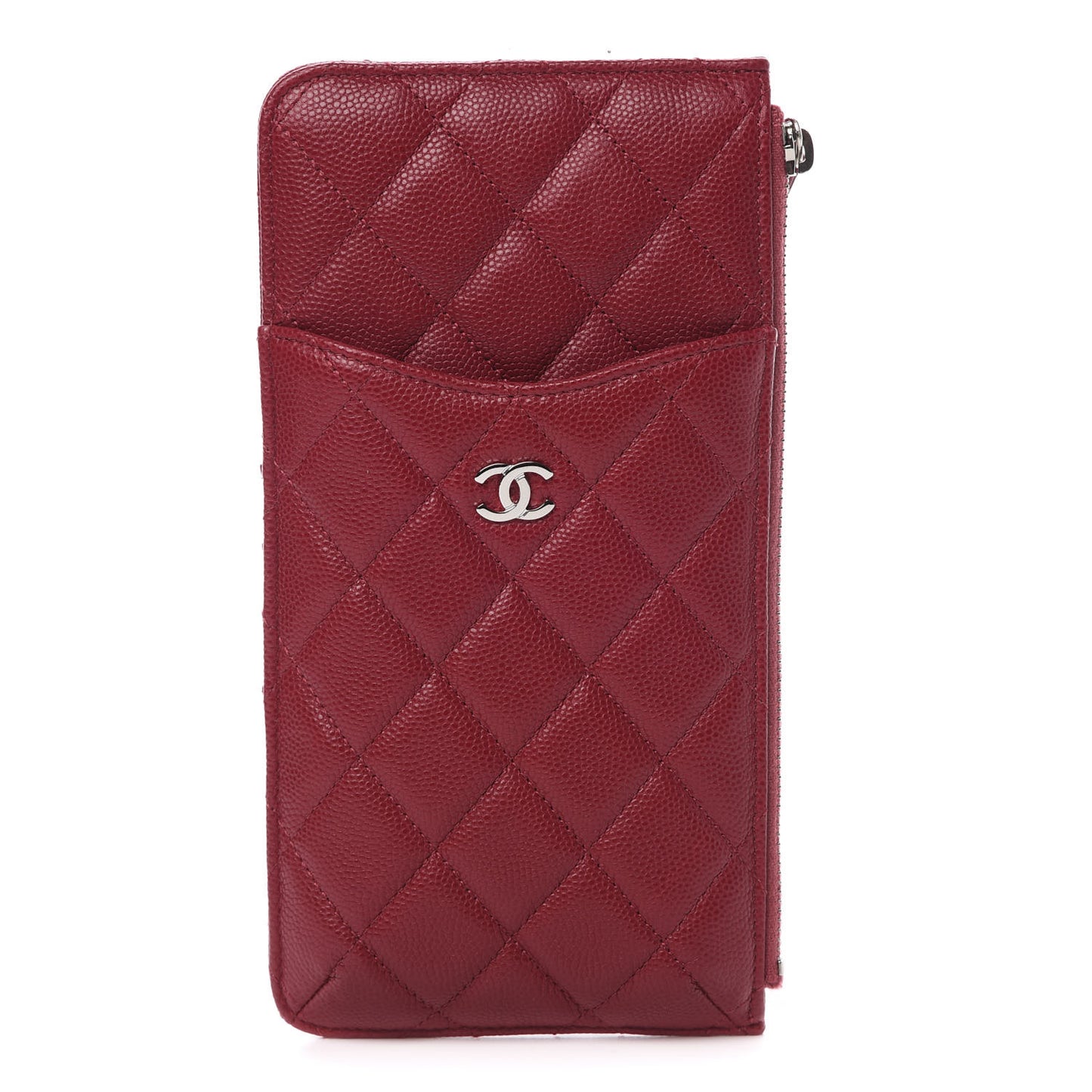 Caviar Quilted Classic Flat Wallet Pouch Red