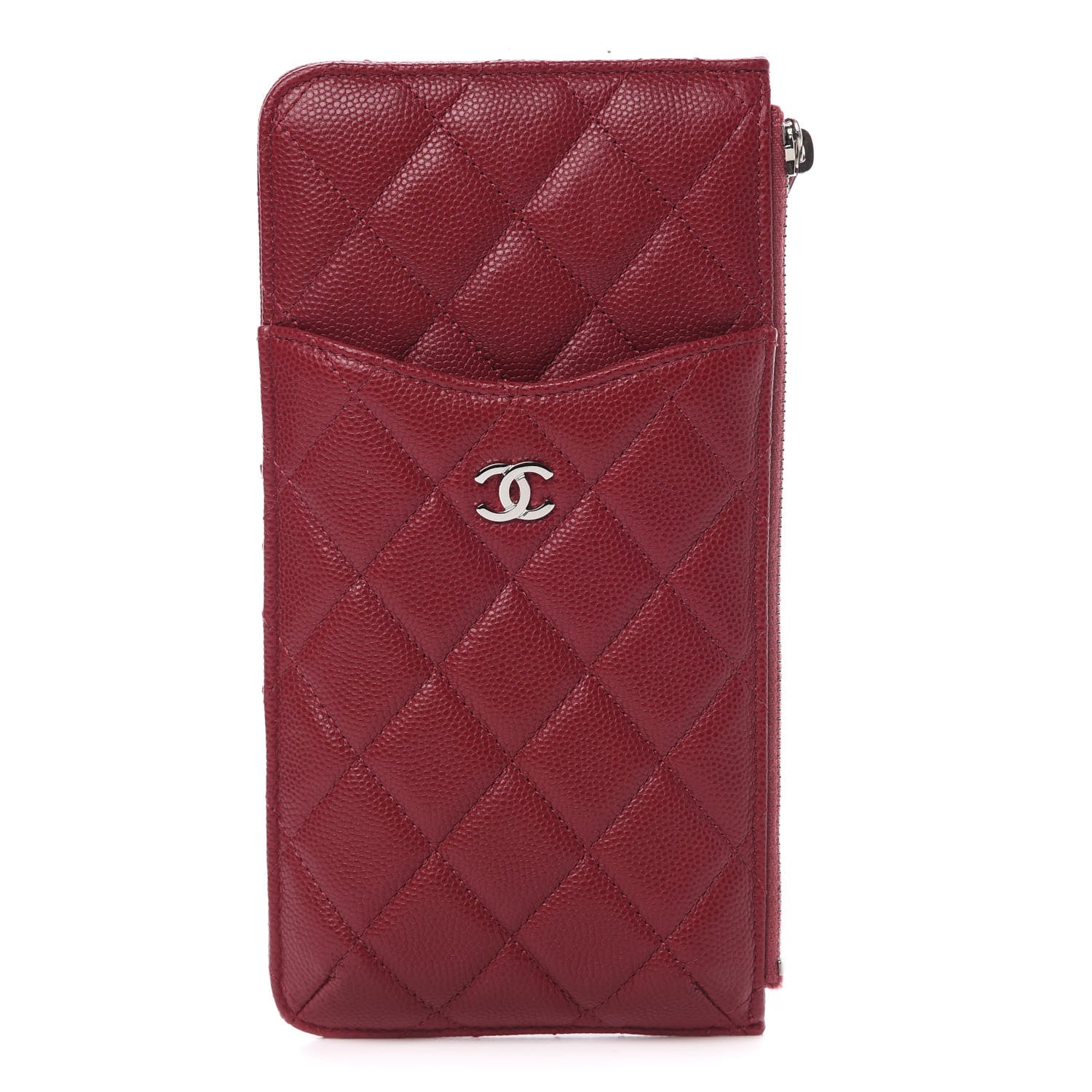 Chanel Caviar Quilted Classic Flat Wallet Pouch Red 1 of 10