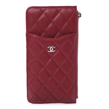 Chanel Caviar Quilted Classic Flat Wallet Pouch Red 1 of 10