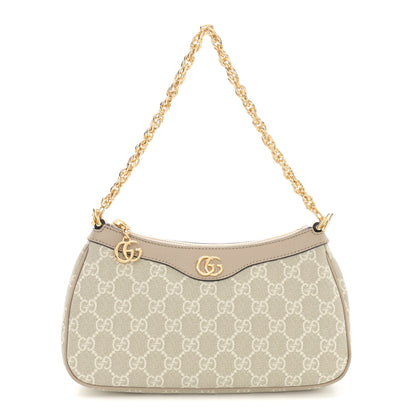 Gucci GG Supreme Monogram Textured Dollar Calfskin Web Small Ophidia GG Handbag Beige Mystic White Oatmeal 1 of 10