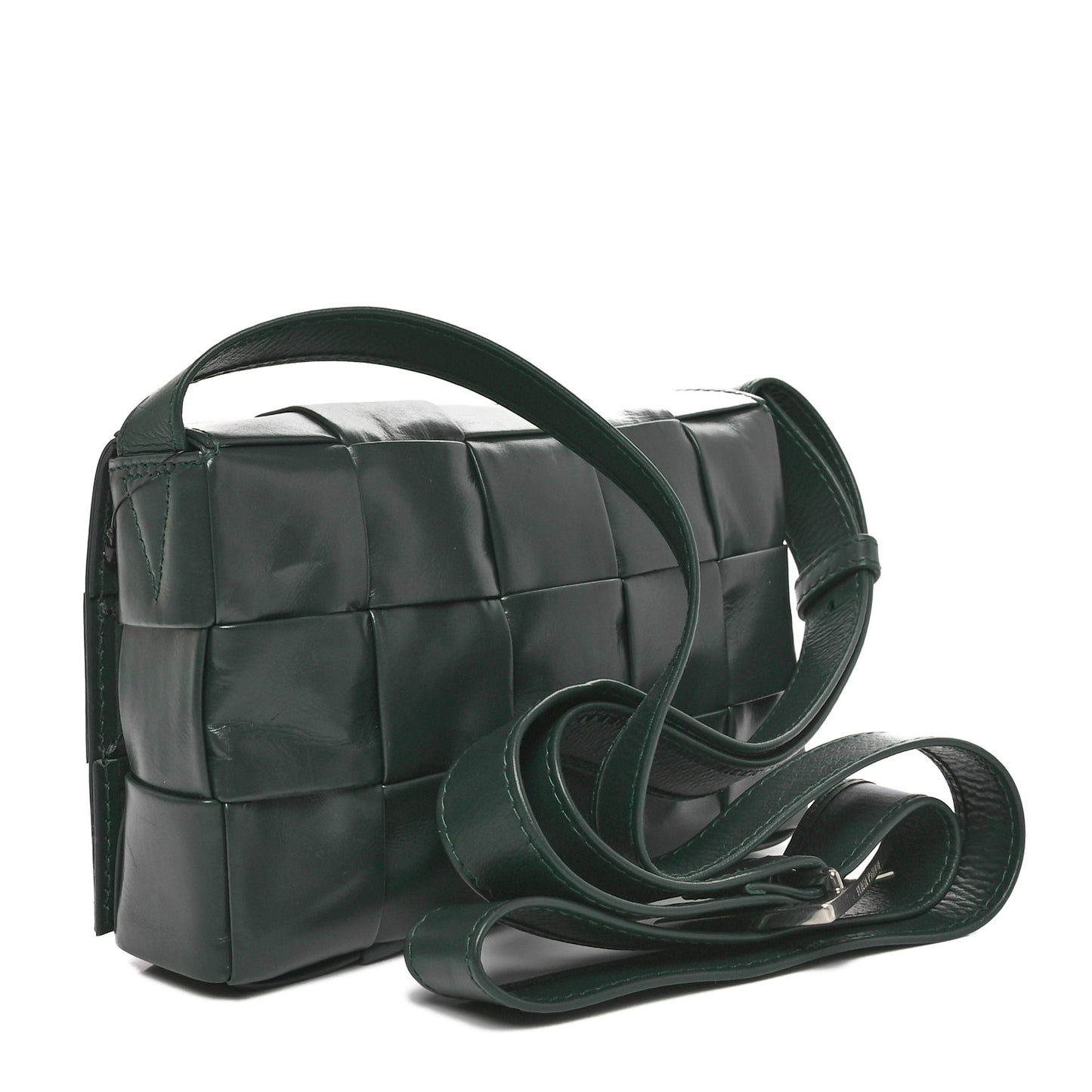 Paper Calfskin Maxi Intreccio Small Cassette Crossbody Bag Raintree