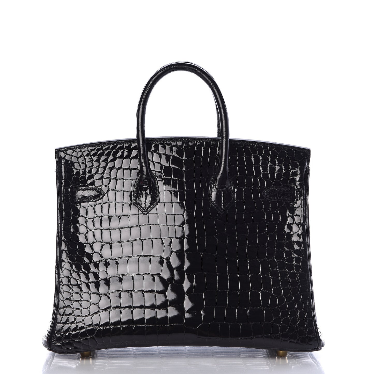 Shiny Porosus Crocodile Birkin 25 Black